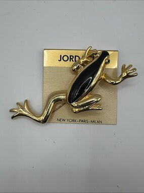 Jordache Gold and Black Frog Brooch Pin